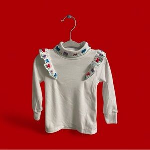 ❤️ Vintage 80s 90s Toys “R” Us Toddler Ruffle Heart Turtleneck Top 2T ❤️ RARE